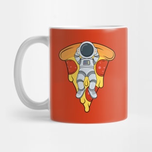 Cute astronaut sleeping in pizza cartoon Mug